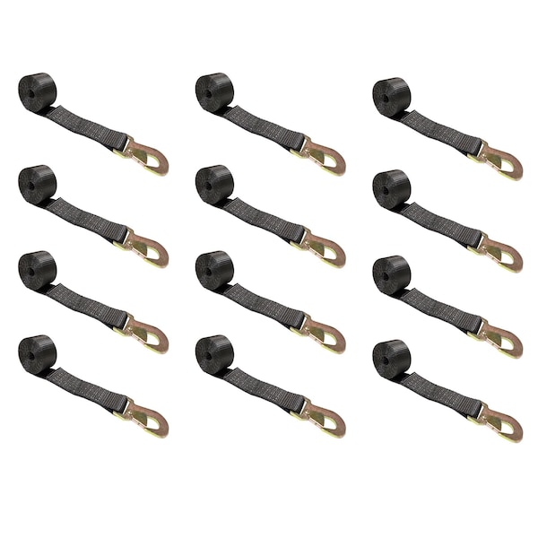2" x 10' Wheel Lasso Lift Strap w/ Flat Snap Hook Tow Dolly , 12PK